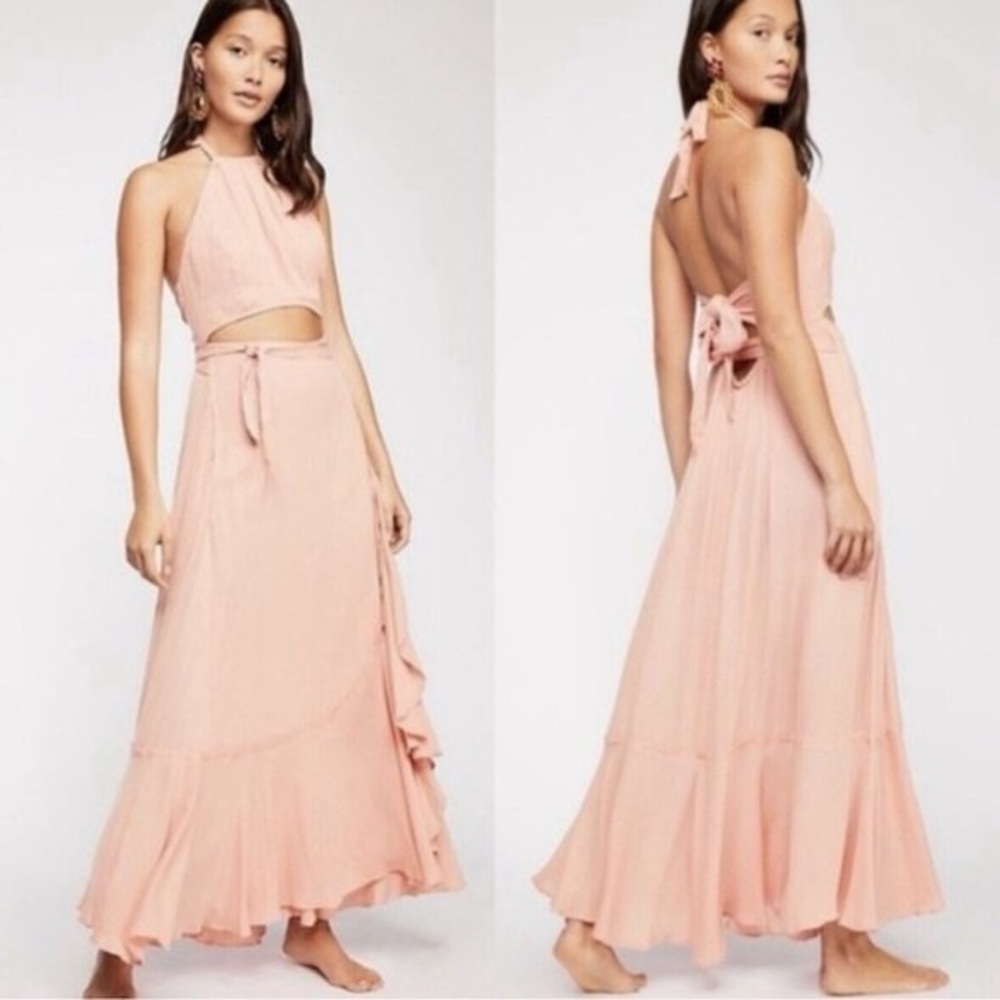Free People Bring On The Heat Rose Wrap Maxi Dress | Small